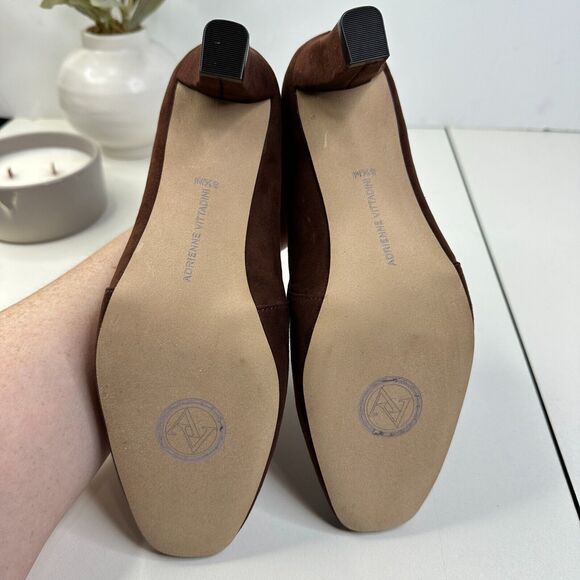 New Adrienne Vittadini Lava Suede Bootie Hazelnut Brown Women 8.5M NWOB Zip Heel - Picture 9 of 9